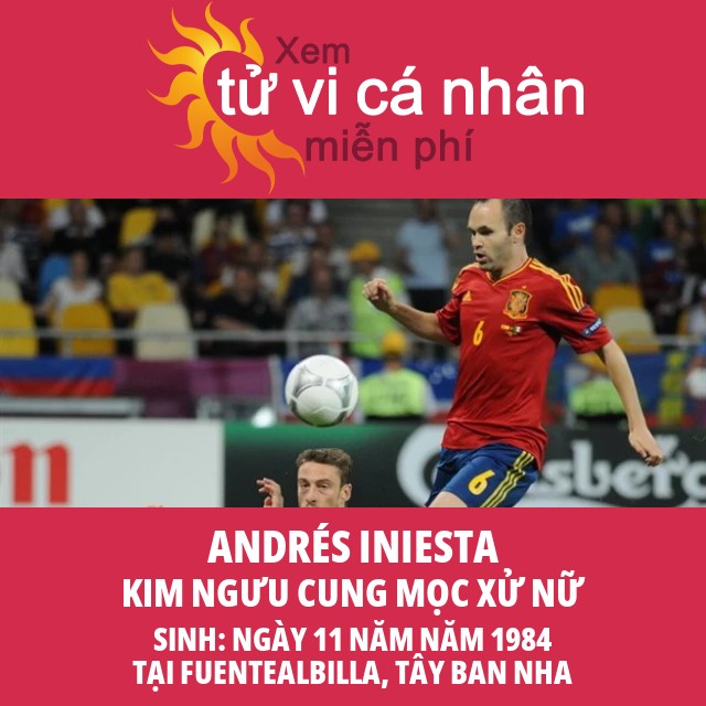 Thông tin chiêm tinh về cung Kim Ngưu của Andrés Iniesta